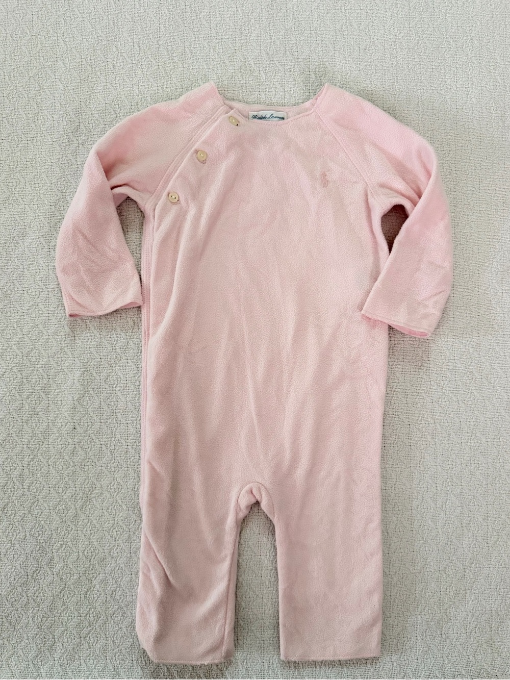 Ralph Lauren Light Pink Fleece One-Piece Romper